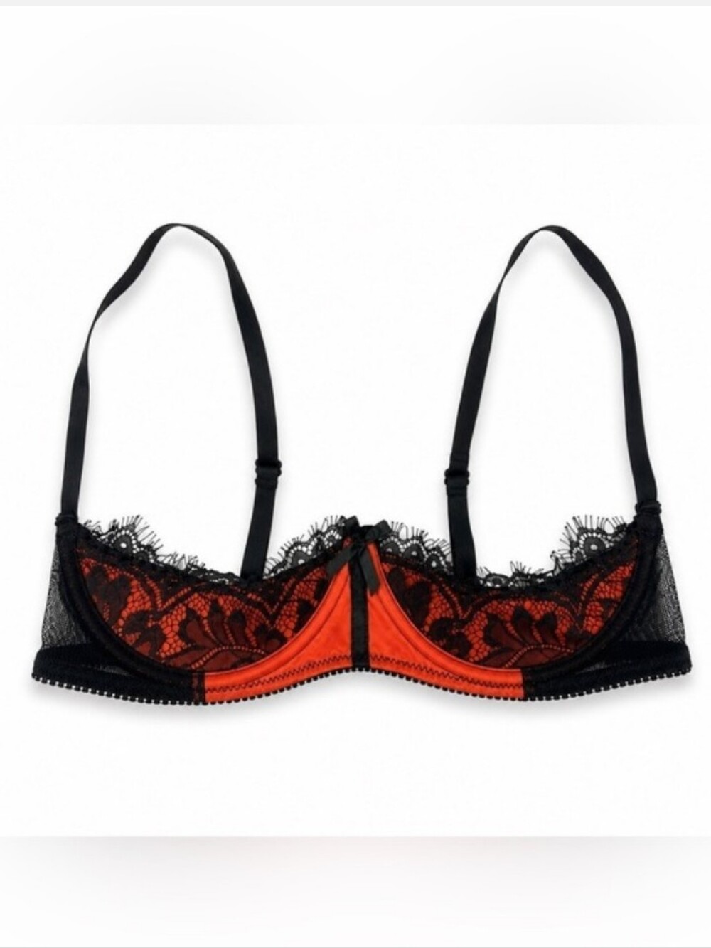 Fredricks Of Hollywood-Lux Lace Satin Open Cup Shelf Bra (Size 10 & 12)🖤🧡